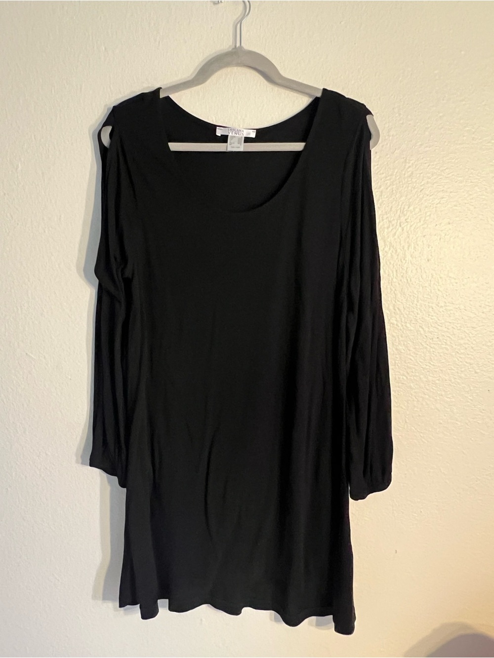 LASCANA for VENUS Black Cold-Shoulder Long Sleeve Mini Dress - Size M